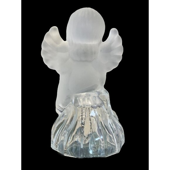 Vintage Albert E. Price Frosted Baby Angel Christmas Holiday Lead Crystal Bell - Picture 7 of 9